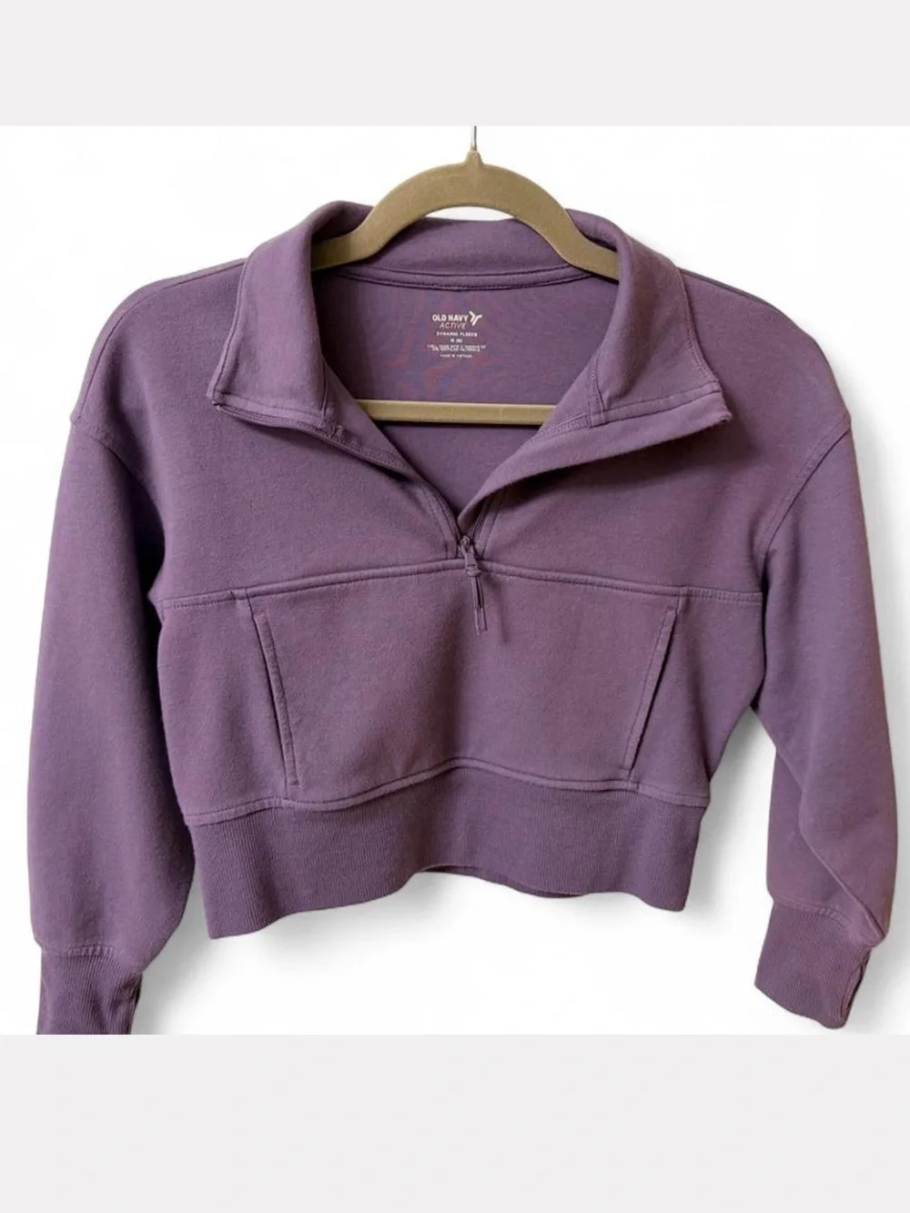 Kids Purple Cropped Quarter-Zip Sweater